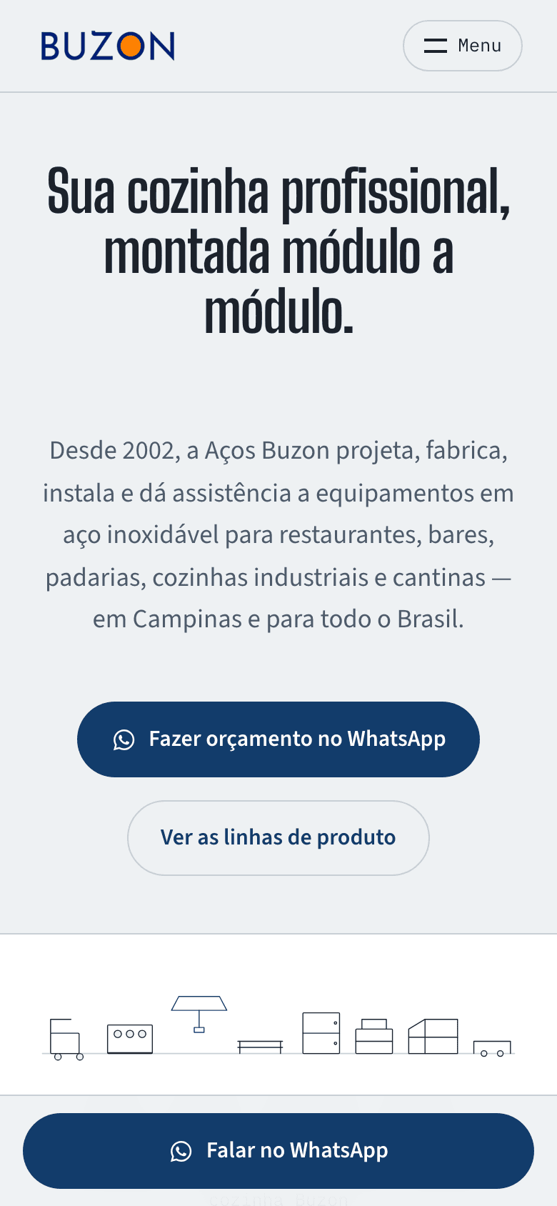 Print do site (mobile) — Aços Buzon