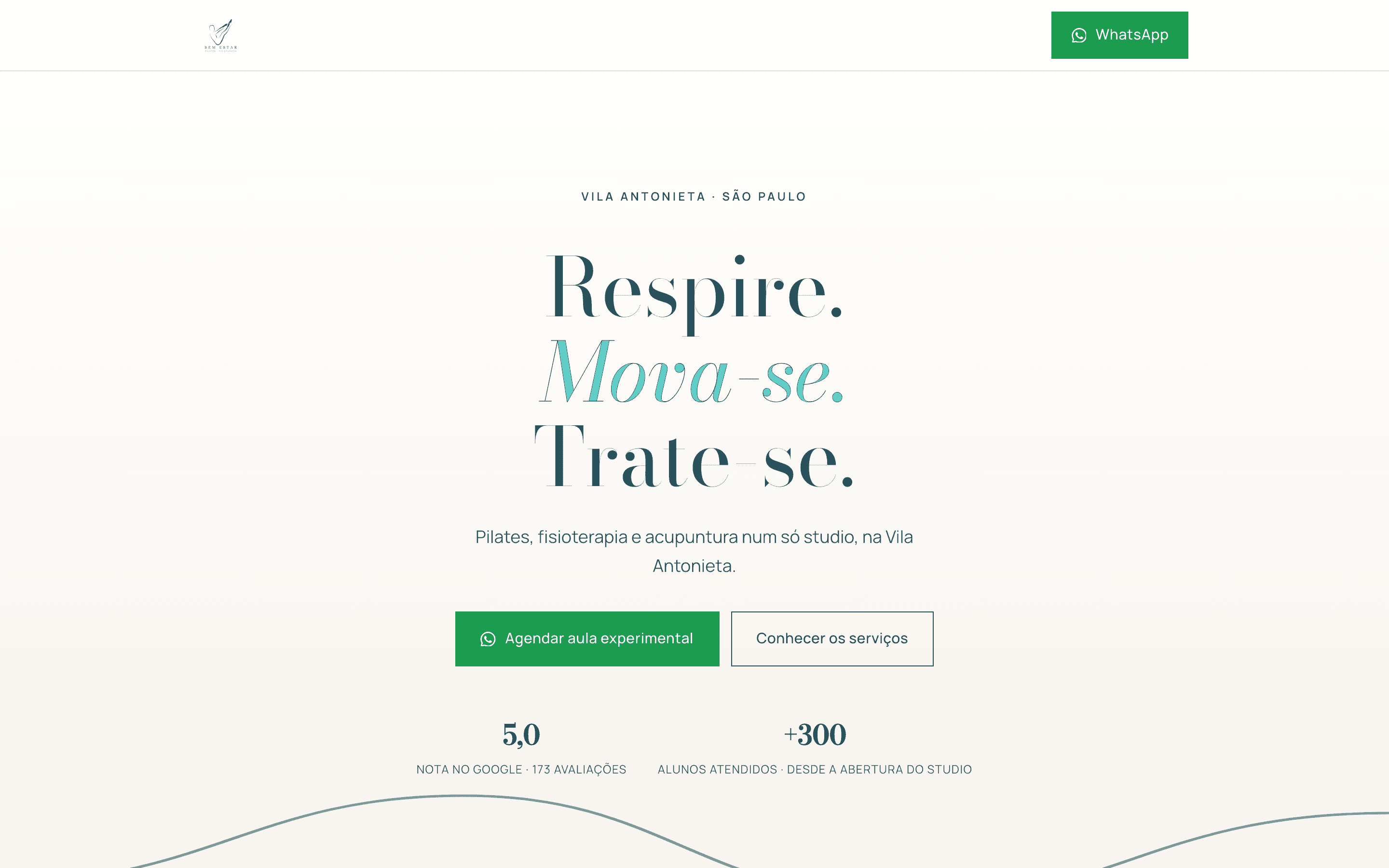 Print do site — Bem Estar Pilates e Fisioterapia