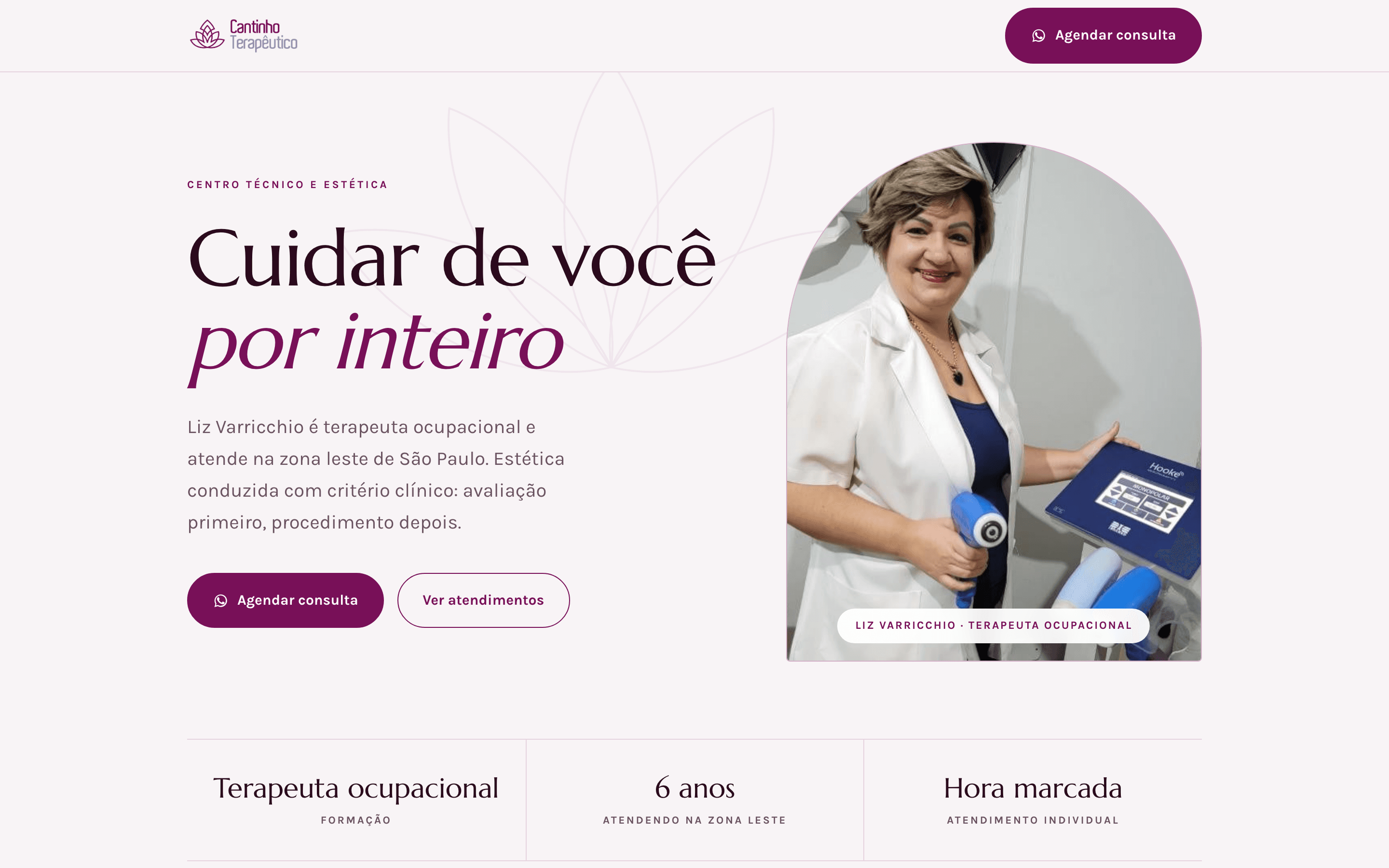 Print do site — Cantinho Terapêutico