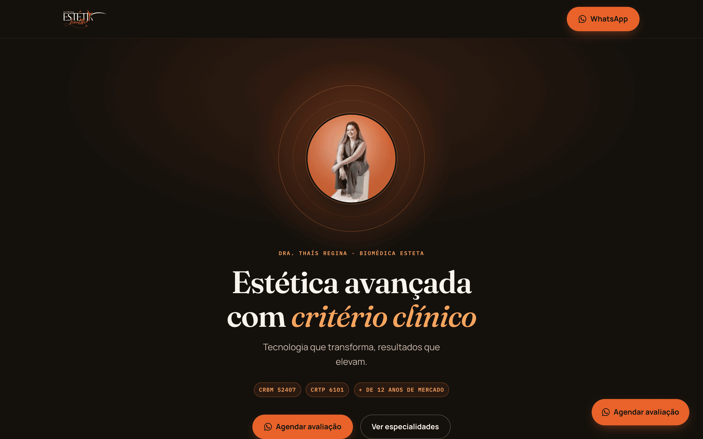 Print do site — Clínica EstetiK Health