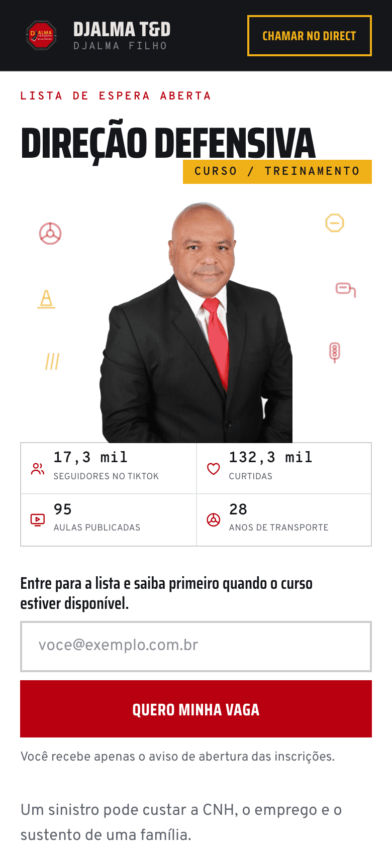 Print do site (mobile) — Djalma T&D